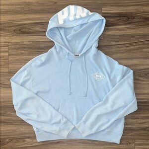 PINK Victoria's Secret Light Blue Logo Hoodie